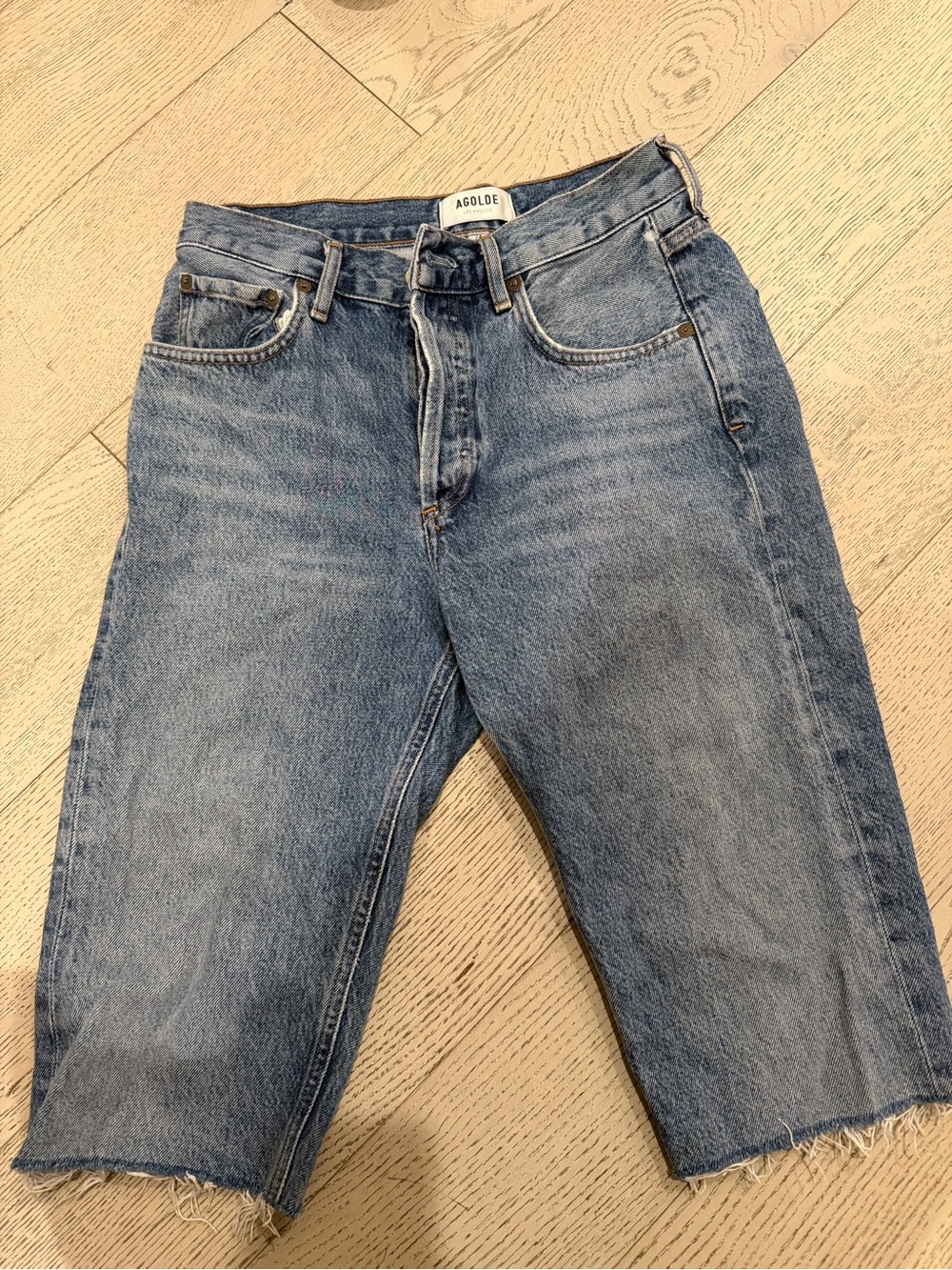 Agolde Light Blue Relaxed Cut-Off Jeans